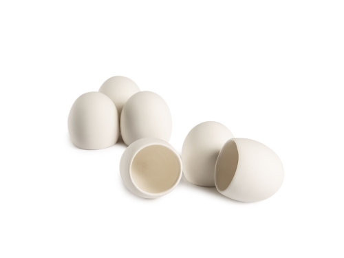 Eggs in porcelain for serving, white, 6-pack - 100% Chef