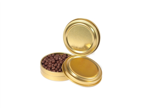 Caviar tin for spheres, gold coloured, ø6,5 cm - 100% Chef
