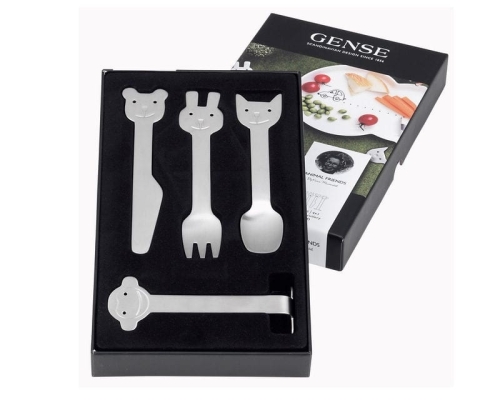 Animal Friends, children's cutlery 4 parts matt steel - Gense