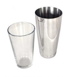 Boston Shaker in Two Parts, Stainless Steel and Glass