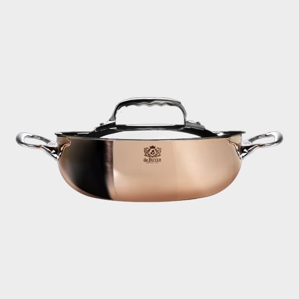 Low sauteuse in copper with induction base, Prima Matera - de Buyer