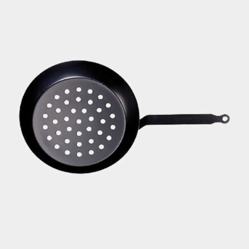 Chestnut pan in carbon steel Lyonnaise - de Buyer