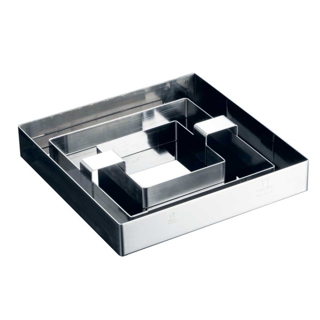 Square cake ring/Mousse ring, set with spacers - Martellato
