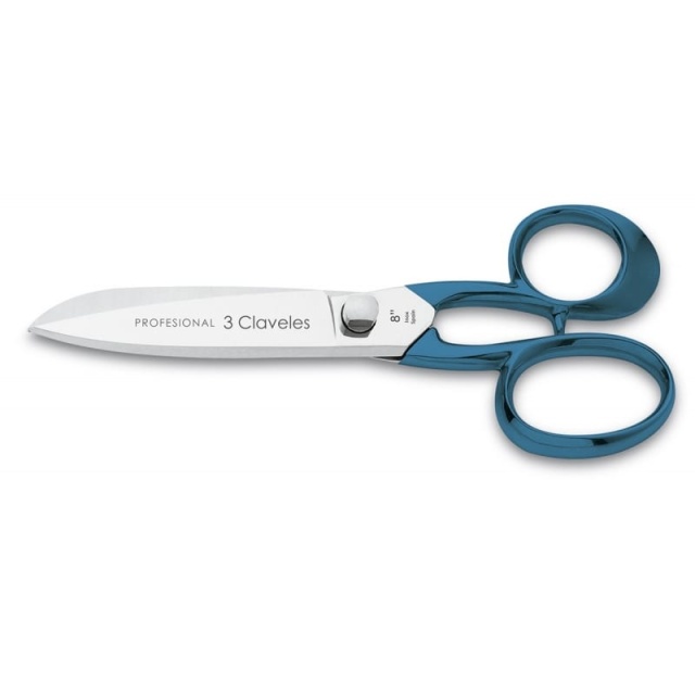 Professional kitchen scissors in stainless steel, Blue - 3 Claveles