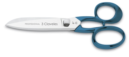 Professional kitchen scissors in stainless steel, Blue - 3 Claveles