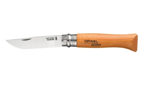 Couteau pliant acier carbone, manche bois - Opinel