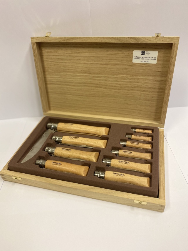 Knives in collection box, stainless steel, 10 pieces - Opinel