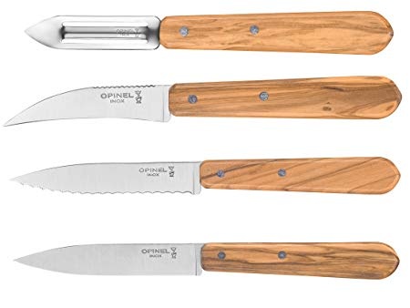 Knife set in four parts, Olive wood, Essentials - Opinel