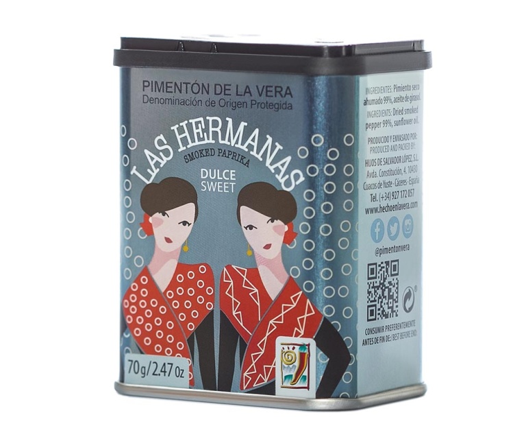 Smoked paprika powder, Pimentón de la Vera dulce, 70 grams - Las Hermanas