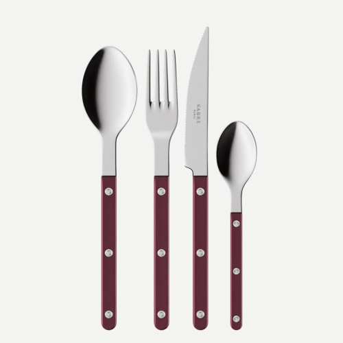 Cutlery set, 4 pieces, Bistrot Pearly, Aubergine - Sabre Paris