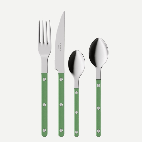 Cutlery set, 4 pieces, Bistrot Pearly, Garden green - Sabre Paris