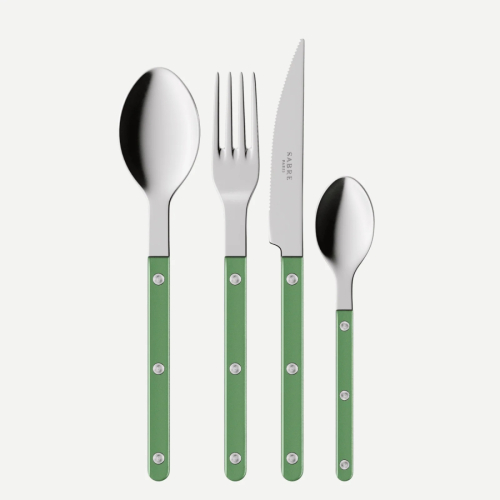 Cutlery set, 4 pieces, Bistrot Pearly, Garden green - Sabre Paris
