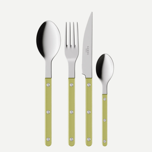 Cutlery set, 4 pieces, Bistrot Pearly, Moss - Sabre Paris