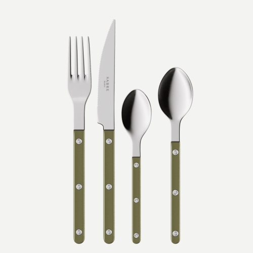 Cutlery set, 4 pieces, Bistrot Pearly, Olive - Sabre Paris