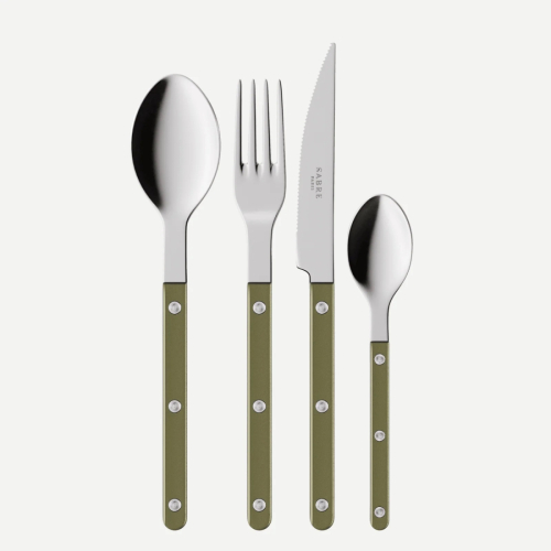 Cutlery set, 4 pieces, Bistrot Pearly, Olive - Sabre Paris