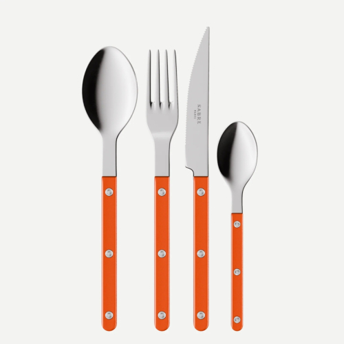 Cutlery set, 4 pieces, Bistrot Pearly, Orange - Sabre Paris