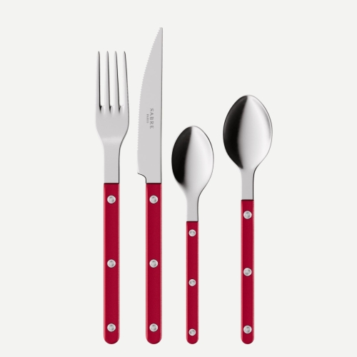 Cutlery set, 4 pieces, Bistrot Pearly, Red - Sabre Paris