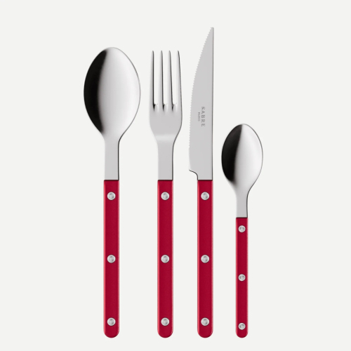 Cutlery set, 4 pieces, Bistrot Pearly, Red - Sabre Paris