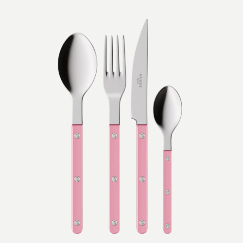 Cutlery set, 4 pieces, Bistrot Pearly, Soft pink - Sabre Paris