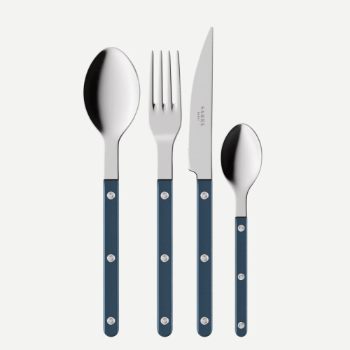 Cutlery set, 4 pieces, Bistrot Pearly, Steel blue - Sabre Paris