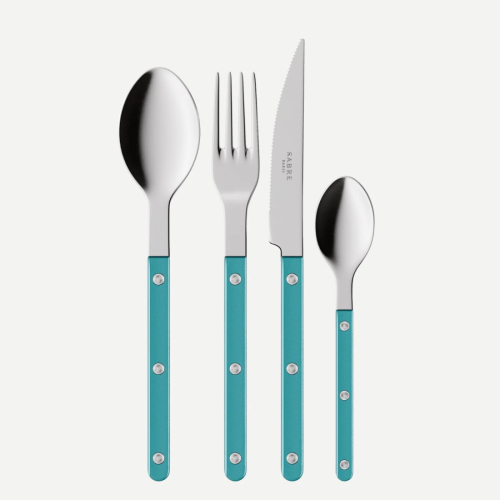 Cutlery set, 4 pieces, Bistrot Pearly, Turquoise - Sabre Paris