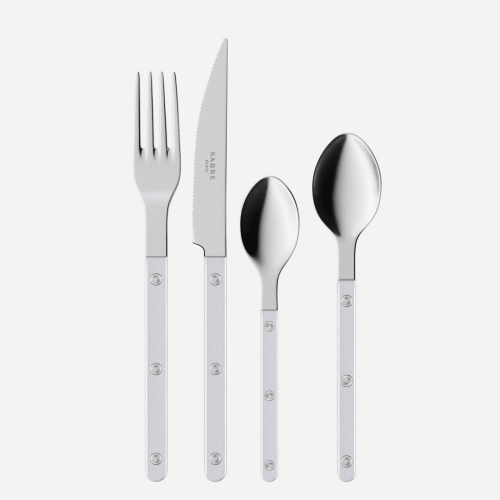 Cutlery set, 4 pieces, Bistrot Pearly, White - Sabre Paris