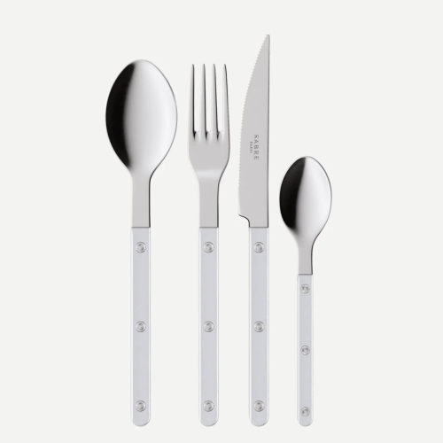Cutlery set, 4 pieces, Bistrot Pearly, White - Sabre Paris