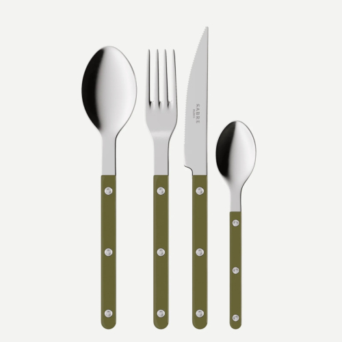 Cutlery set, 4 pieces, Bistrot, Green fern - Sabre Paris