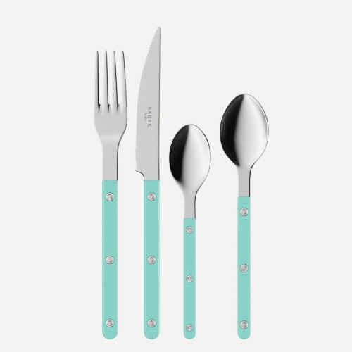 Cutlery set, 4 pieces, Bistrot, Turquoise - Sabre Paris