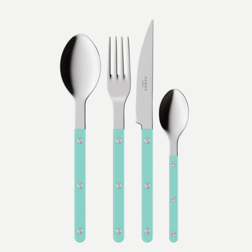 Cutlery set, 4 pieces, Bistrot, Turquoise - Sabre Paris