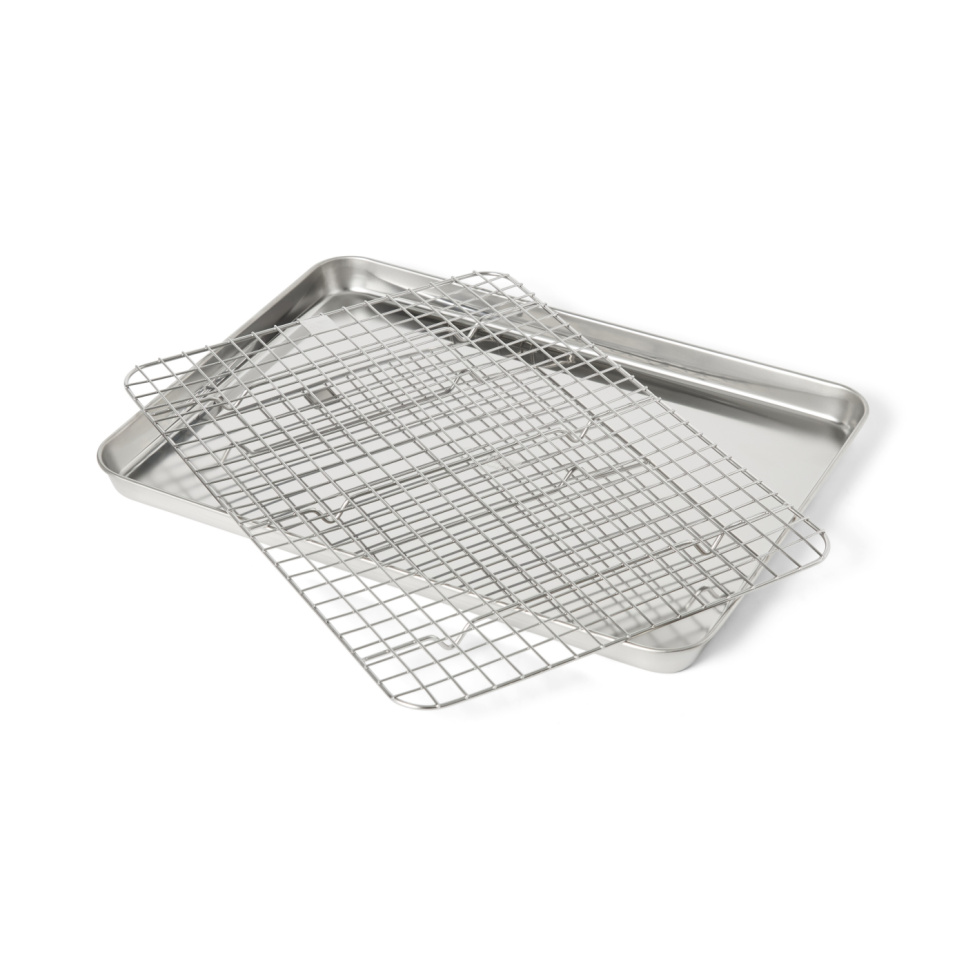 Gastro tray with rack, 40.5 x 40.5 cm, stainless steel – Culimat