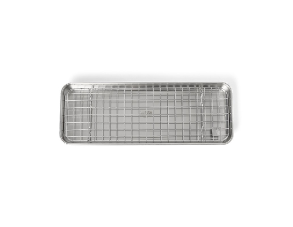 Gastroblech/Backblech mit Gitter, 38x14 cm, Edelstahl - Culimat in der Gruppe Kochen / Ofenformen & Gastronormbehälter / Backbleche & Teller bei The Kitchen Lab (1070-36175)