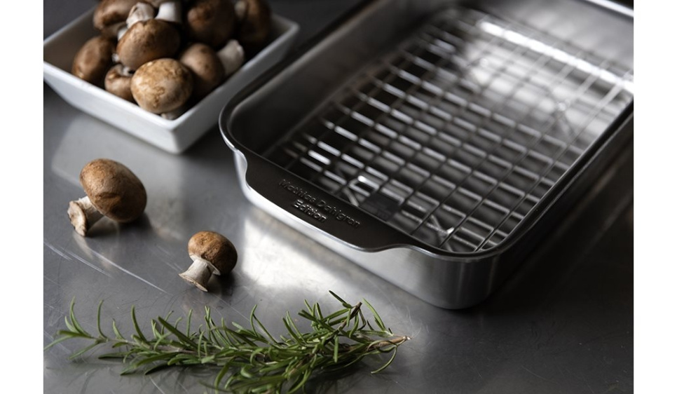 Roasting Pan with Rack, 25x18 cm, Stainless Steel - Culimat