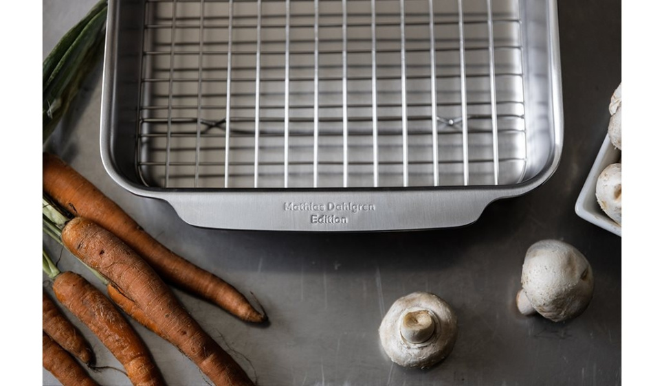 Roasting Pan with Rack, 24x26 cm, Stainless Steel - Culimat