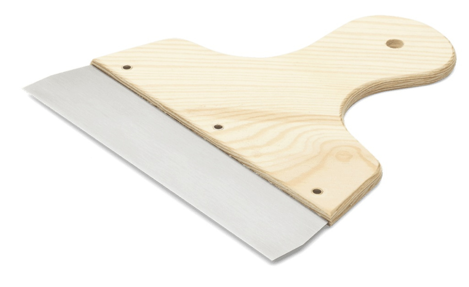 Steel scraper, wooden handle
