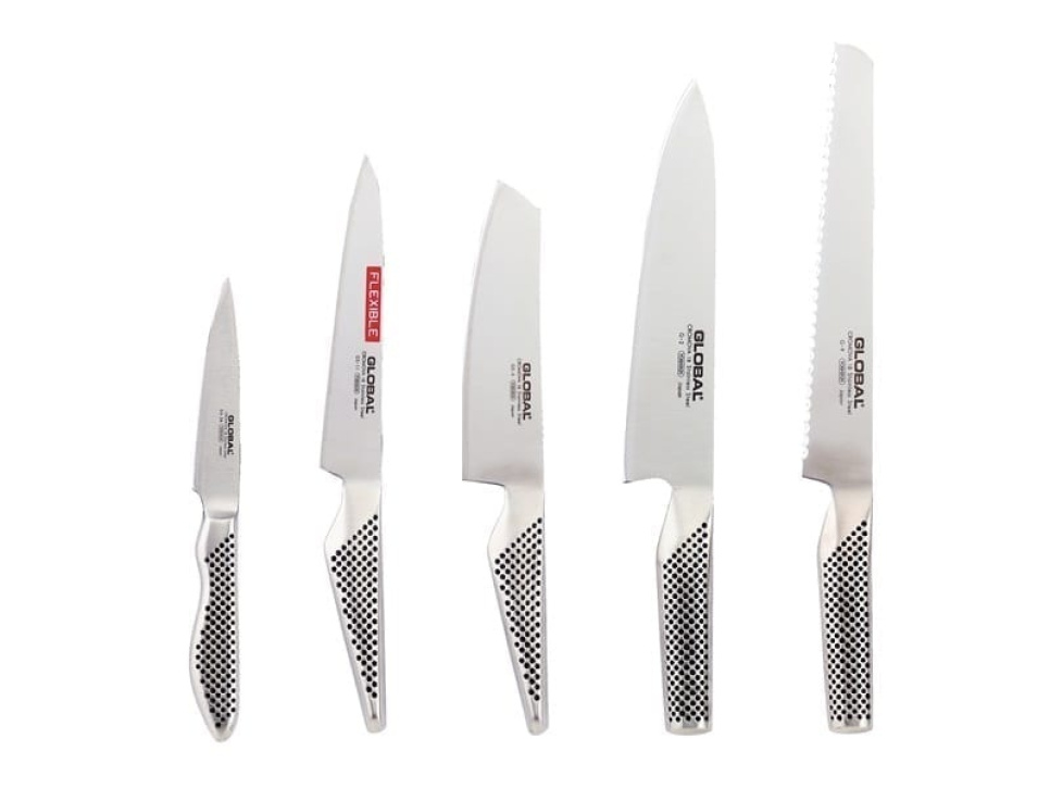 Global Five Piece Knife Set, G-2, G-9, GS-5, GS-11, GS-38 in the group Cooking / Kitchen knives / Knife set at KitchenLab (1073-11425)