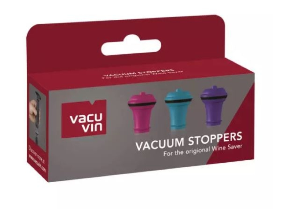 Wine Stoppers in different colors, 3-pack - Vacuvin