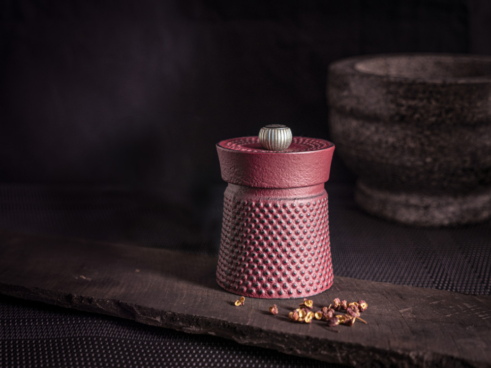 Pfeffermühle, 8 cm, Bali, Gusseisen, Rot - Peugeot