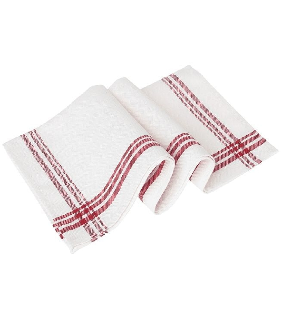 Tablier de chef, blanc à rayures rouges, 50x70cm. 6 paquets. dans le groupe Cuisine / Habits de cuisine / Torchons de cuisine l\'adresse The Kitchen Lab (1092-10653)