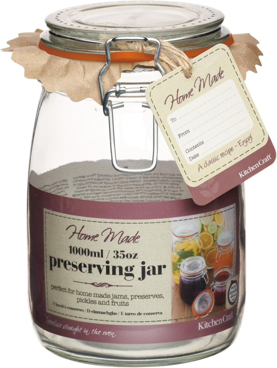 Glass jar with clip lid, 1 L - Kitchen Craft in the group Cooking / Kitchen utensils / Bottles & jars at KitchenLab (1100-11363)