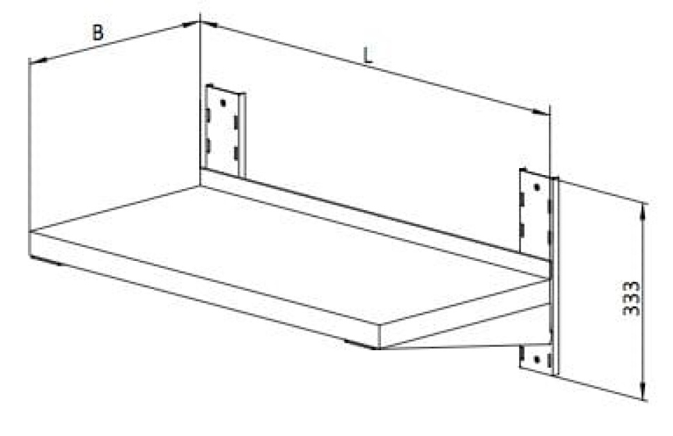 Wandregal aus Edelstahl, einfach
