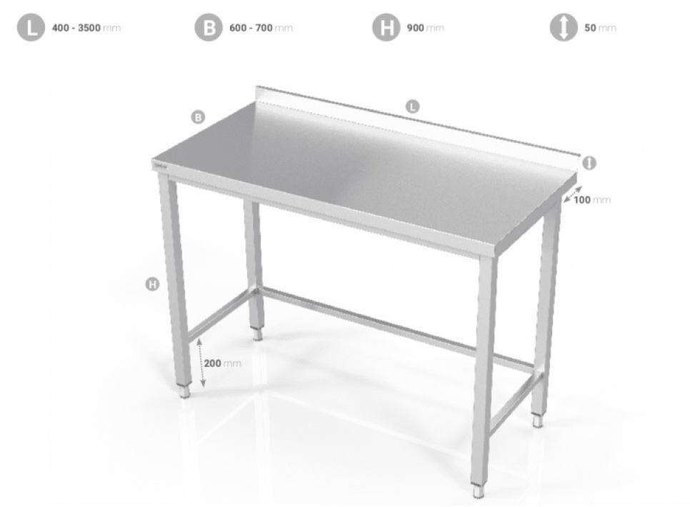 Banc en inox avec cadre ouvert dans le groupe Décoration de la cuisine / Acier inoxydable pour la cuisine / Plans de travail en inox l\'adresse The Kitchen Lab (1102-20819)