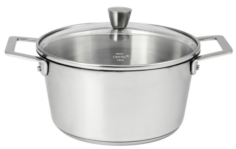 Stew pot in stainless steel with glass lid, 1826 - Cristel