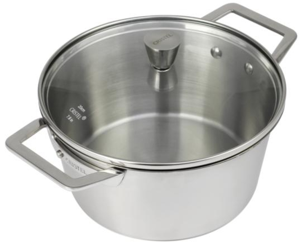 Stew pot in stainless steel with glass lid, 1826 - Cristel