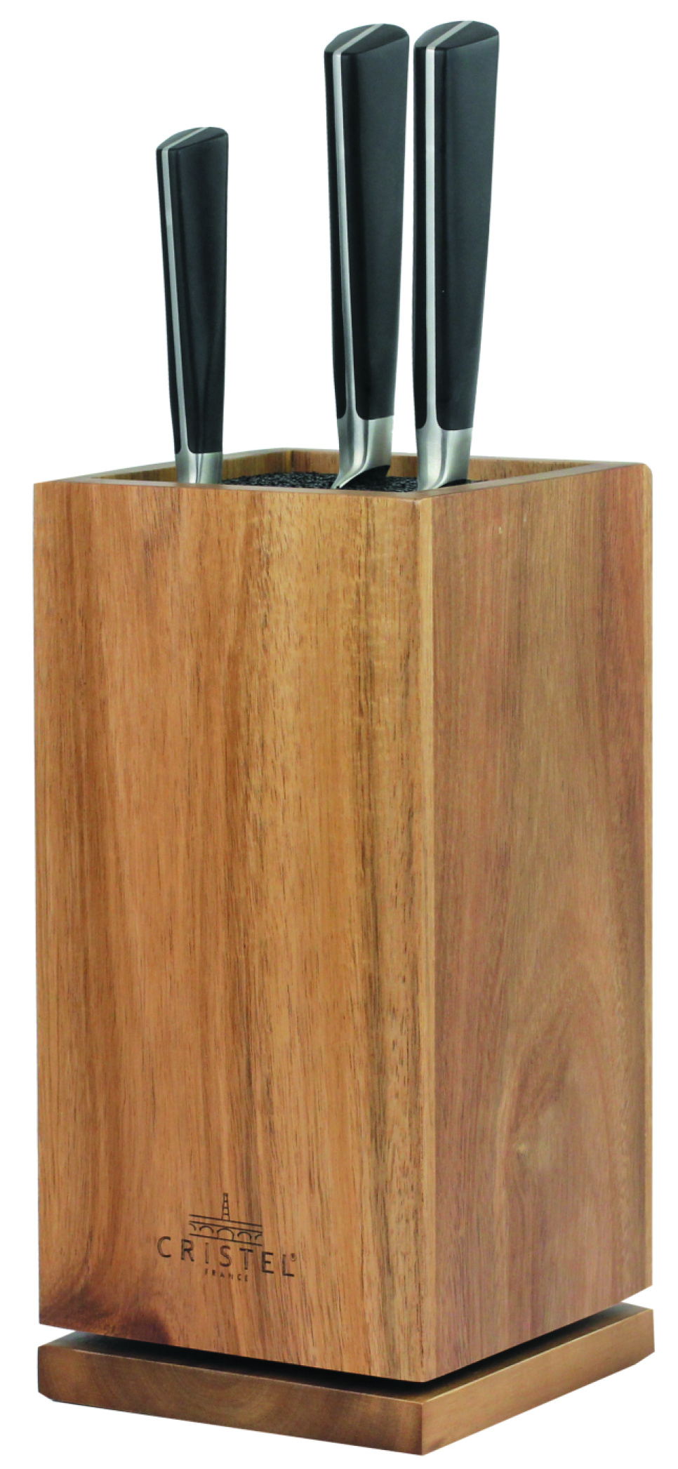 Bloc à couteaux rotatif en acacia - Cristel