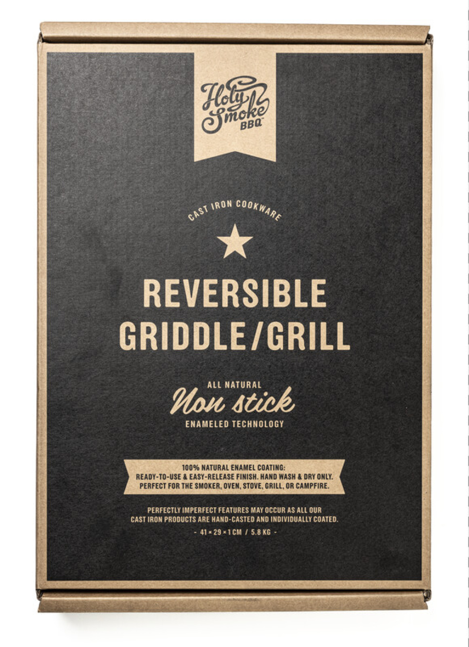 Wende-Grillplatte/Grill aus emailliertem Gusseisen, 41 x 29 cm - Holy Smoke BBQ
