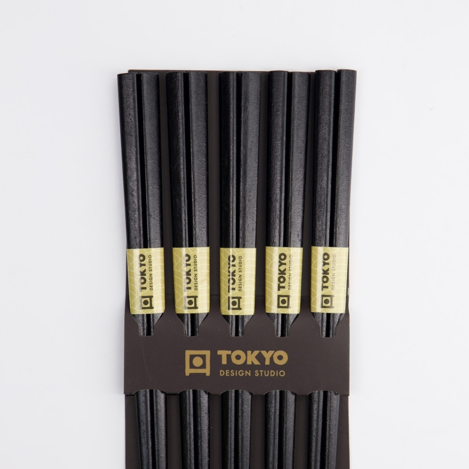 Essstäbchen, 5er-Pack - Tokyo Design Studio - Schwarzes Holz