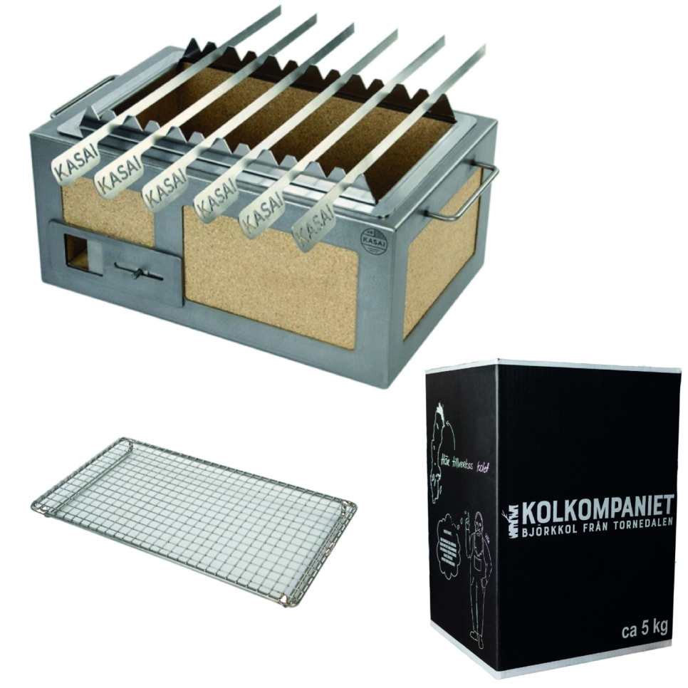 Grill de table japonais / Konro, Kasai Little avec support à brochettes et charbon dans le groupe Barbecues, plaques de cuisson et Fours / Barbecues / Barbecues de table l\'adresse The Kitchen Lab (1317-34668)