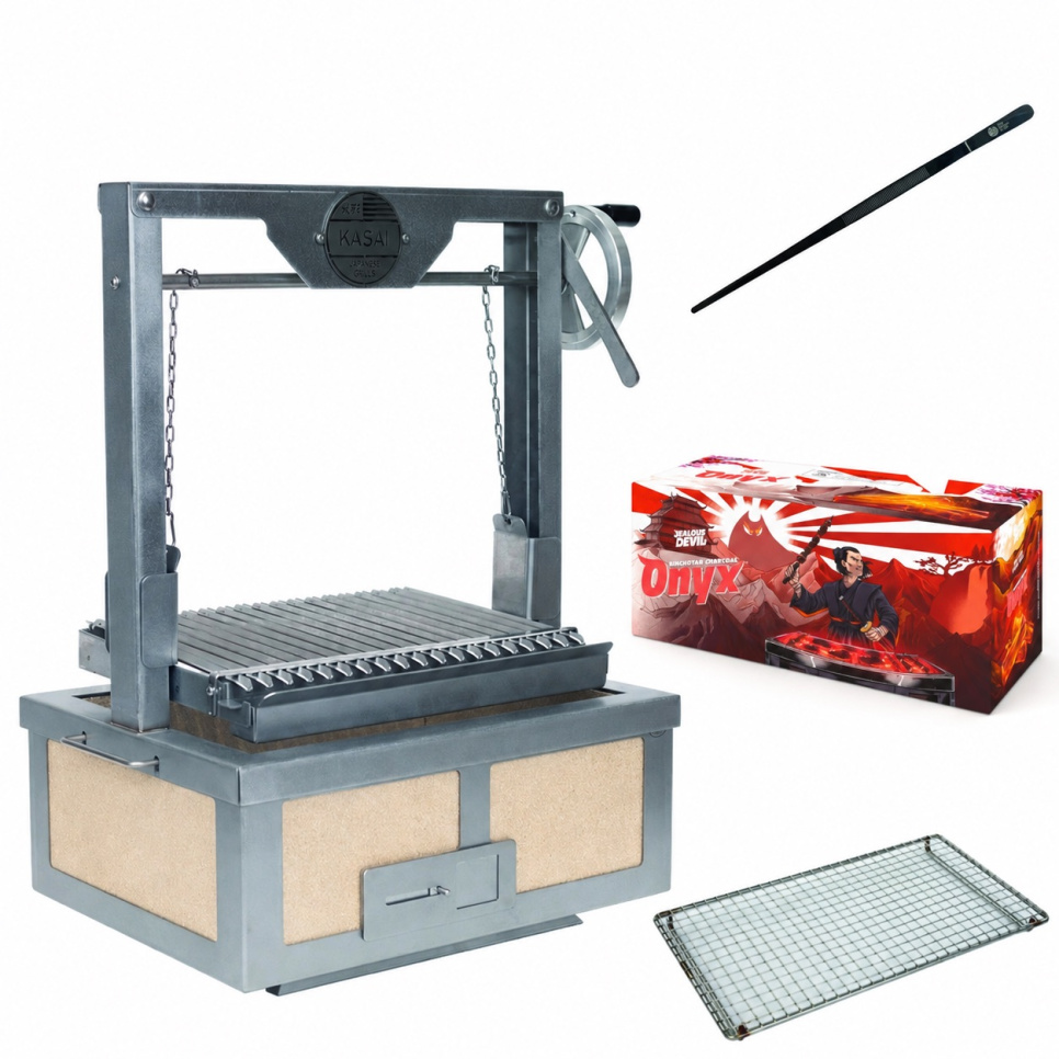 Grill de table japonais / Konro, Kasai Medium Wide avec Asado Parrilla et charbon dans le groupe Barbecues, plaques de cuisson et Fours / Barbecues / Barbecues de table l\'adresse The Kitchen Lab (1317-34669)
