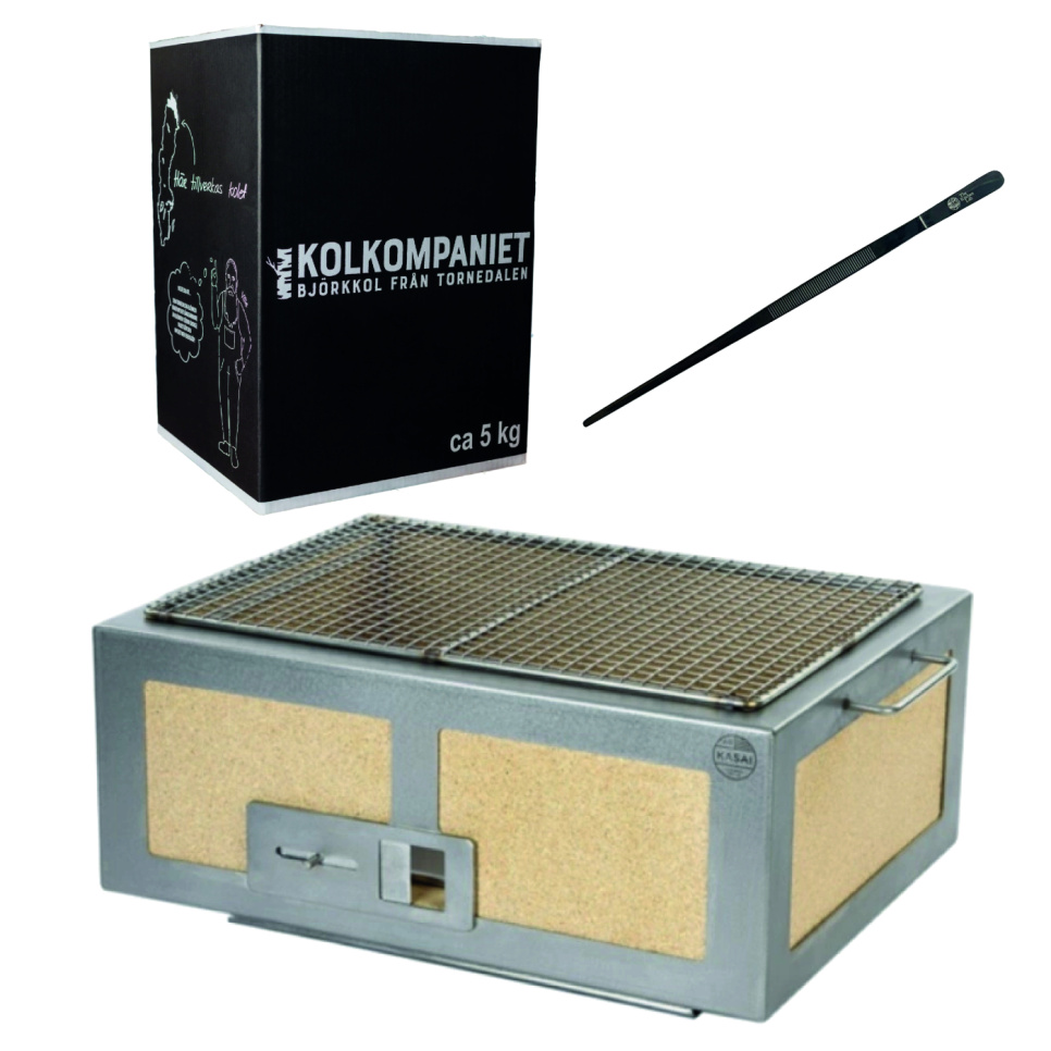 Japanischer Tischgrill / Konro, Kasai Little mit Pinzette und Holzkohle in der Gruppe Grills, Herde & Öfen / Grills / Tischgrills bei The Kitchen Lab (1317-34670)